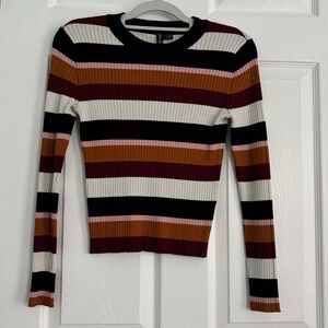 H&M Divided Strip Knit Long Sleeve Top